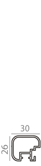 Technical cross-section diagram of an aluminum profile measuring 30mm by 26mm.