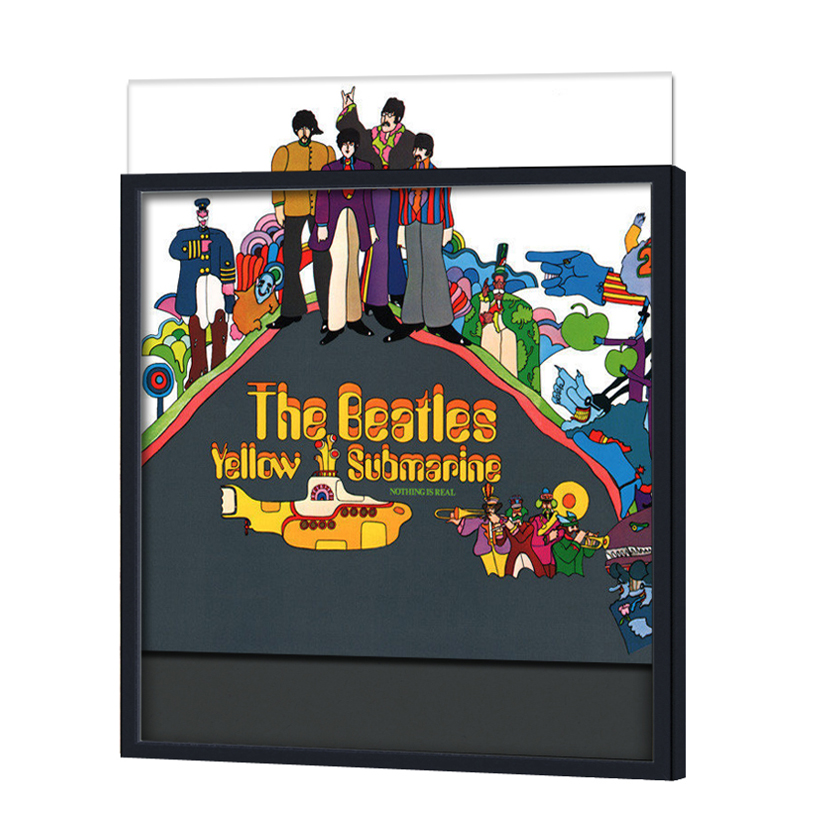 The Beatles Yellow Submarine vinyl record album in a black display frame