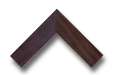 Corner sample of a dark walnut wood picture frame with visible grain