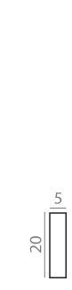 Technical diagram showing a vertical rectangle with dimensions 5 by 20
