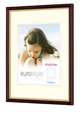 Classic dark wood photo frame with gold inlay and cream mount