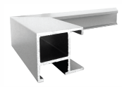 Aluminium Frame Sideloader Modern Y830, cut off piece of silver color profile, 3D picture. Picture frame producer Debex Suisse.