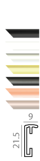 Chart showing different metallic color swatches with dimension measurements