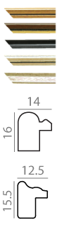 Picture frame molding profiles in different colors and technical dimensions