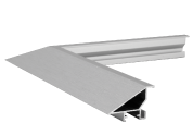 Aluminium Gallery picture frame profile in silver matt colour, with cross brushing, piece of profile. Picture frame producer Debex Suisse.