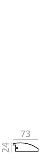 Technical diagram showing 24mm by 73mm dimensions of a curved profile