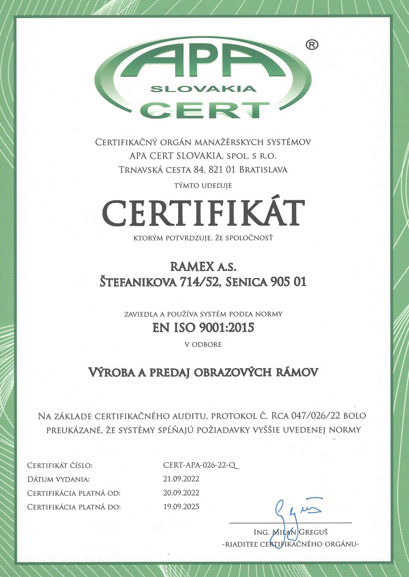 Ramex ISO certifikát